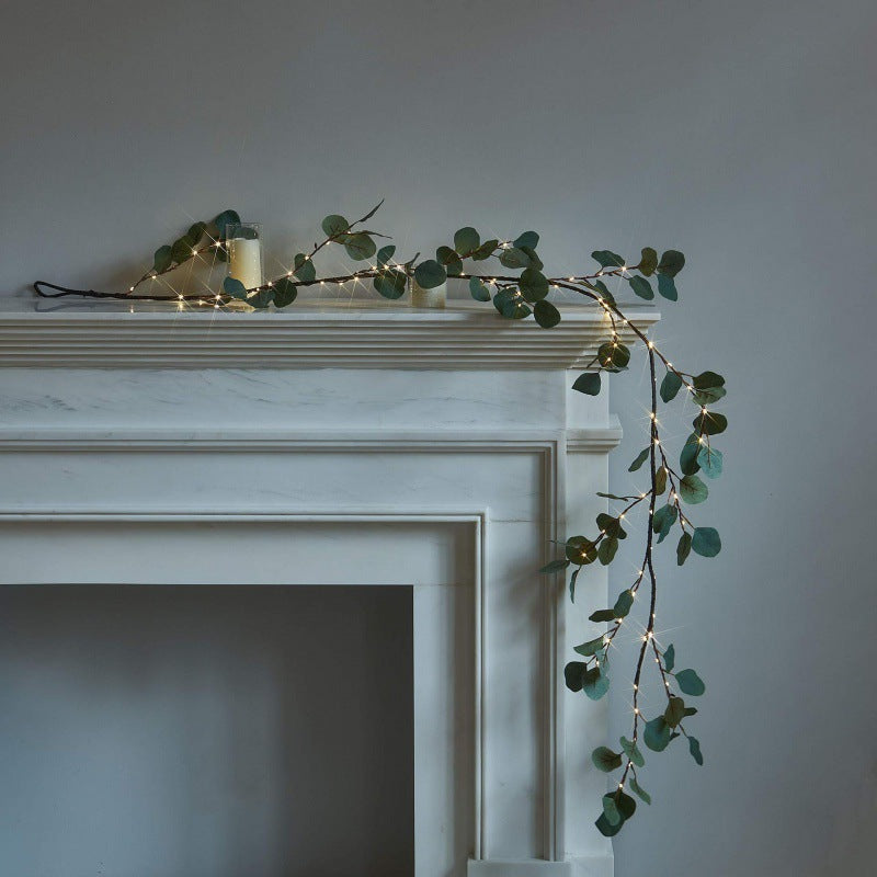Cross-border eucalyptus garland lights