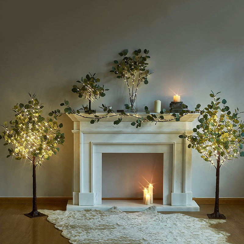 Cross-border eucalyptus garland lights
