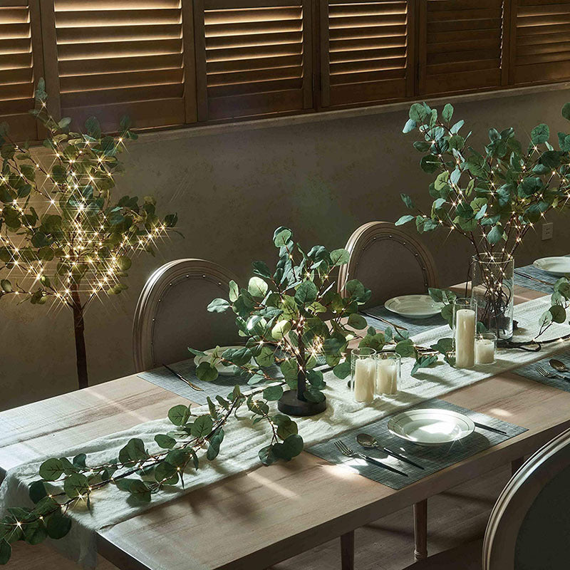 Cross-border eucalyptus garland lights