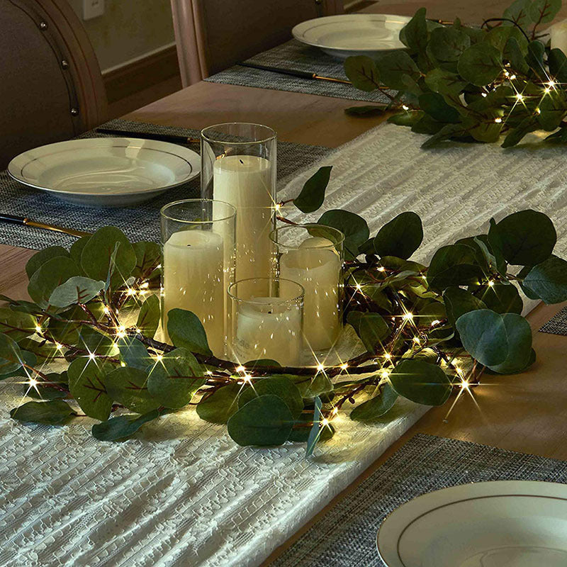 Cross-border eucalyptus garland lights