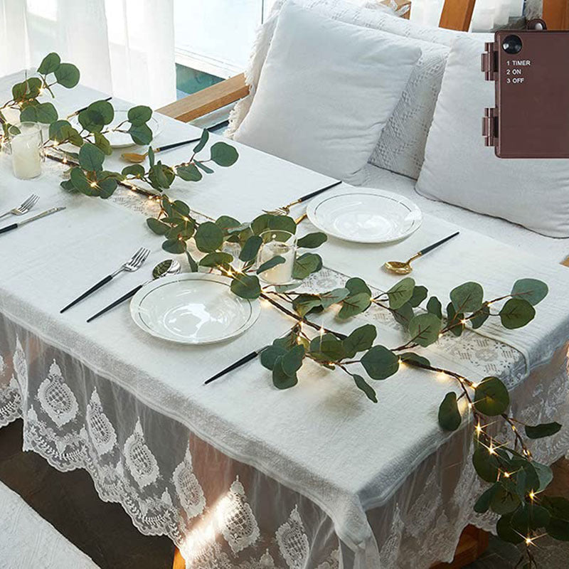 Cross-border eucalyptus garland lights